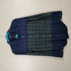 H197 Dear John blue, green & black plaid shirt XS NWT